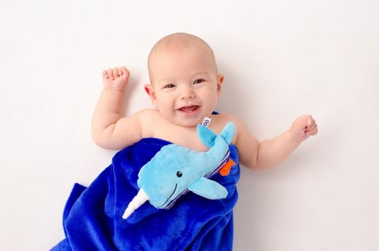 Одеяло с игрушкой Zoocchini Кит / синее - Zoocchini