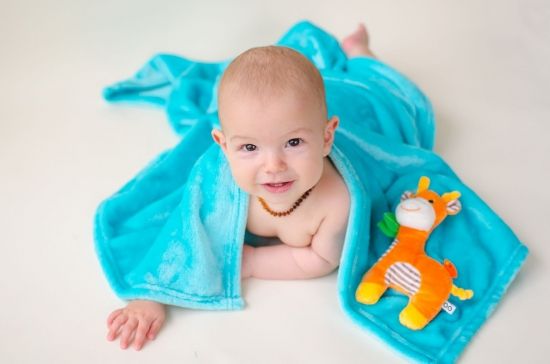 Одеяло с игрушкой Zoocchini Жираф / аква - Zoocchini