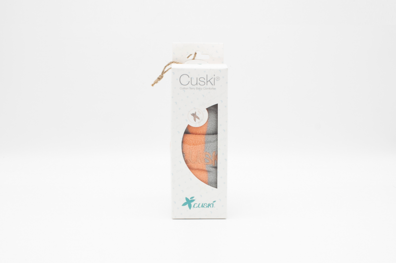 Комфортер Cuski из хлопка. Оранжевый в серую полоску - Cuski
