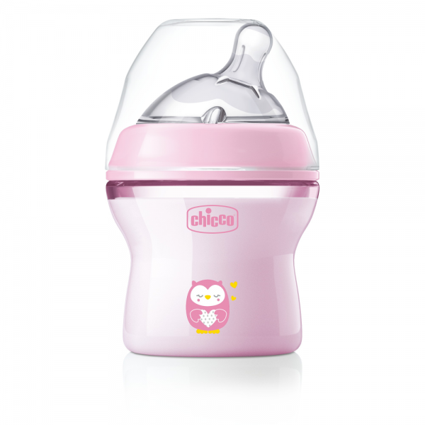 Chicco бутылочка пластиковая 150 мл Natural Feeling, розовая - Chicco