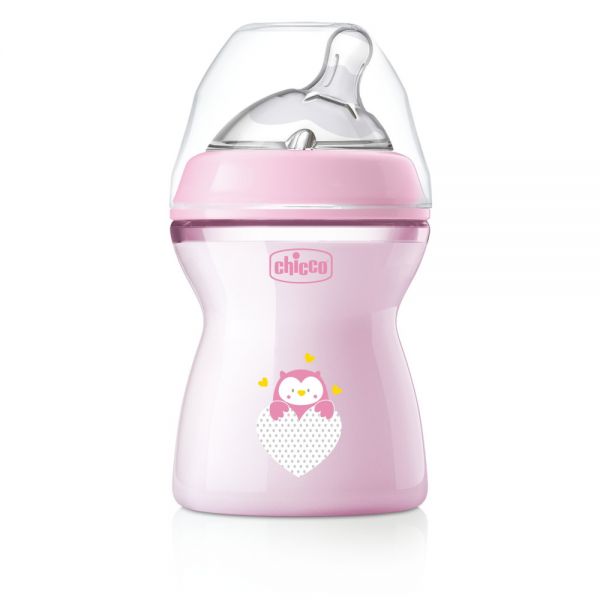 Chicco бутылочка пластиковая 250 мл Natural Feeling, розовая - Chicco