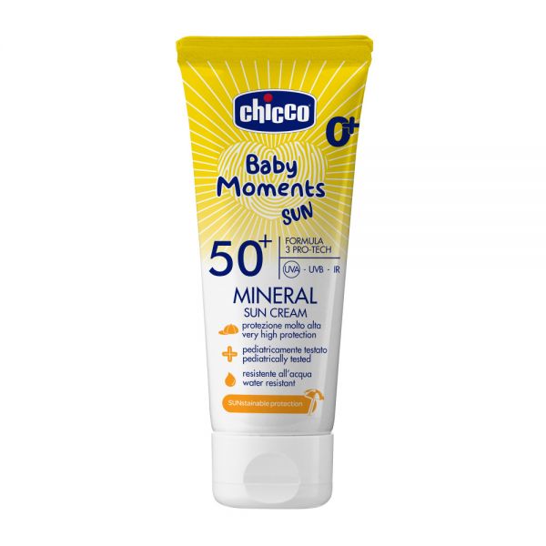 Chicco крем 0+ солнцезащитный минеральный SPF50+, 75 мл Baby Moments sun - Chicco