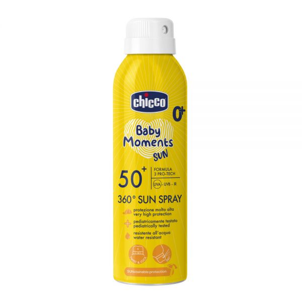 Chicco спрей-аэрозоль 0+ солнцезащитный SPF50+, 150 мл Baby Moments sun - Chicco