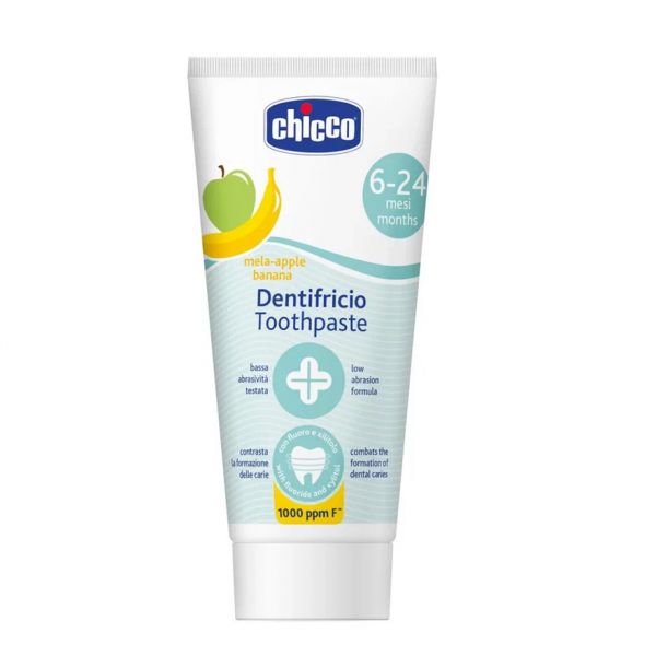 Chicco зубная паста детская с фтором яблоко-банан 6 месяцев+ - Chicco