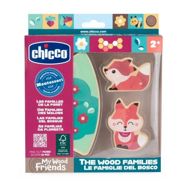 Chicco деревянные игрушки Семья Лис с мамой - Chicco