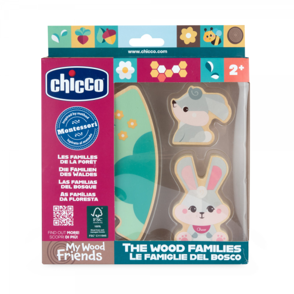 Chicco деревянные игрушки Семья Зайцев с мамой - Chicco