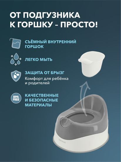 Горшок Twistshake (Potty). Пастельный серый (Pastel Grey) - Twistshake