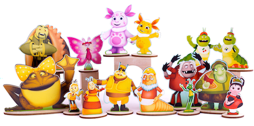 Наборы ярких деревянных фигурок по мотивам любимого мультфильма - Лунтик и его друзья