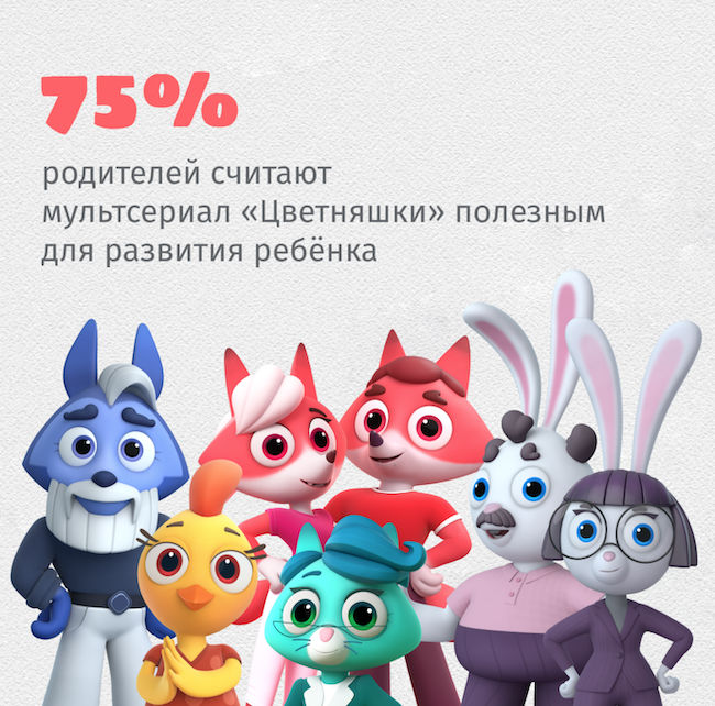 75% родителей считают мультсериал «Цветняшки» полезным для развития ребенка