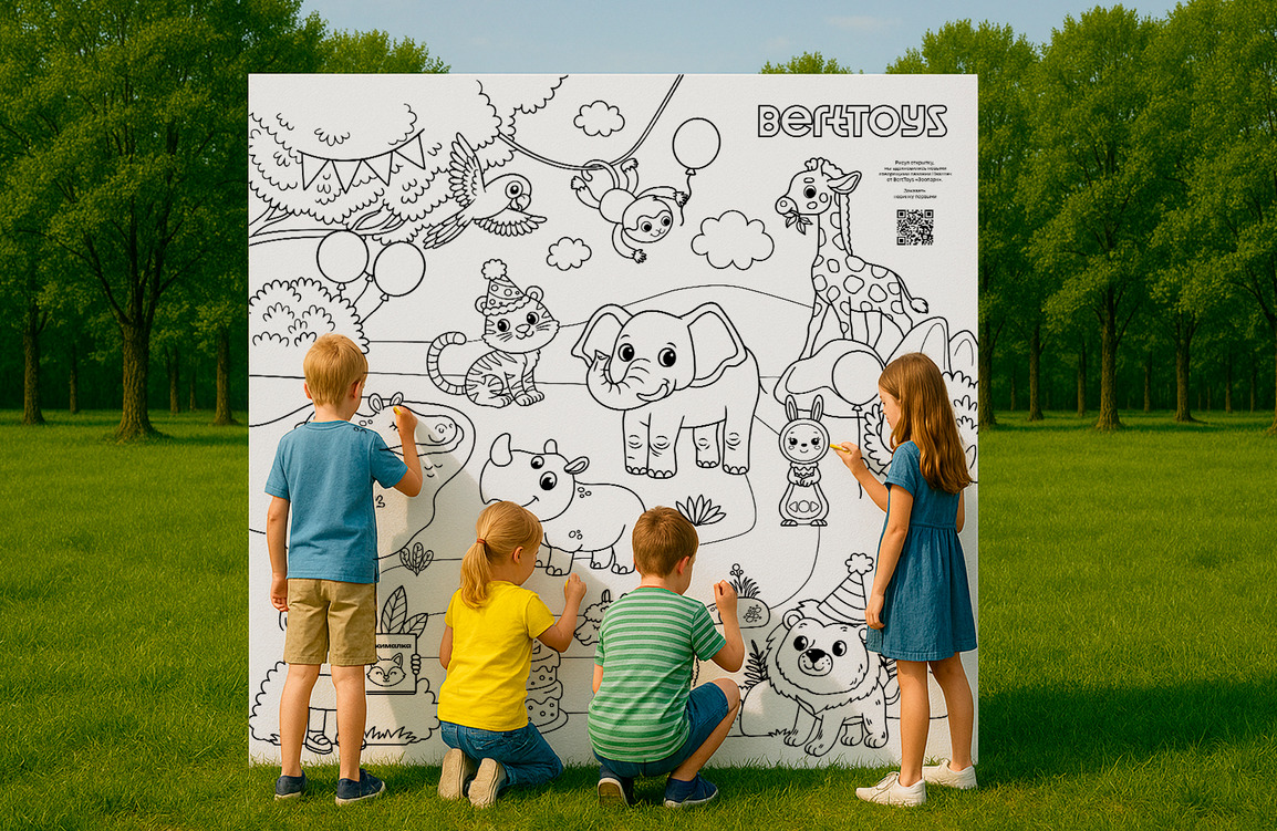 Бренд BertToys поздравил Ленинградский зоопарк двухметровой открыткой — фото: 1